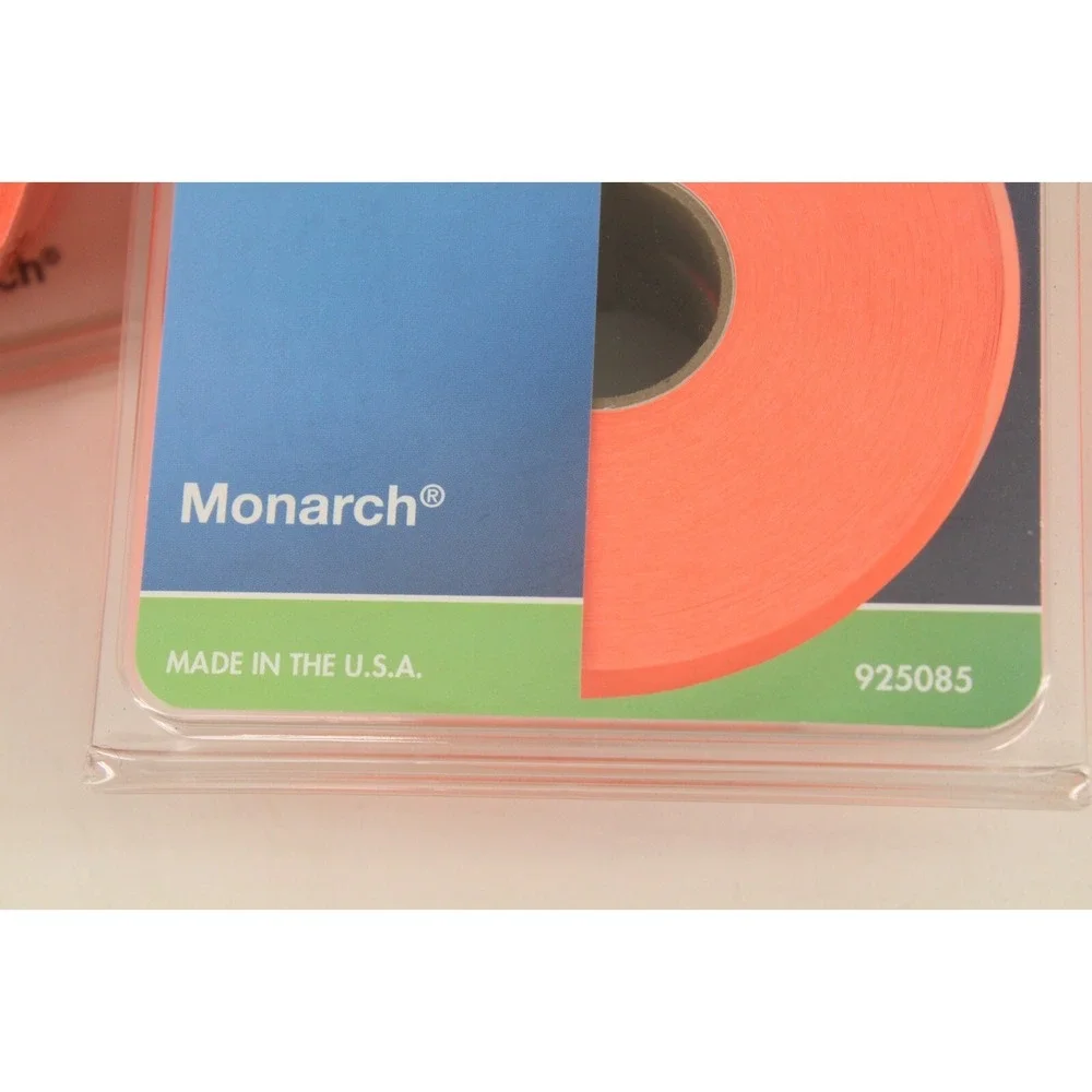 4‎ Rolls Monarch 1136 2 Line Pricing Labels Flourescent Red 1750 per Roll 925085